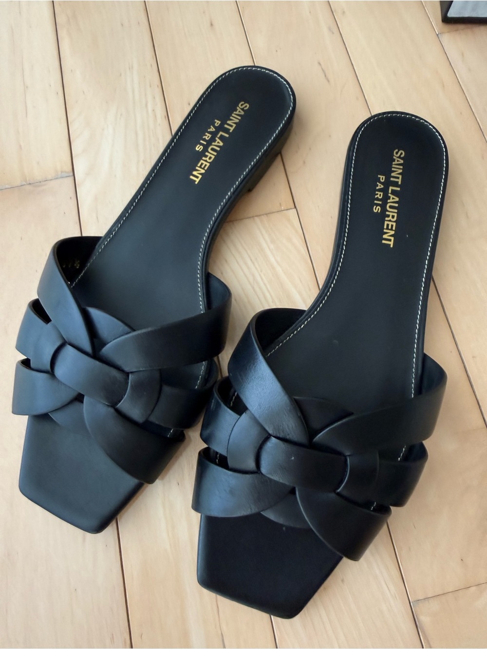 YSL TRIBUTE SANDALS IN SMOOTH LEATHER BLACK US SIZE 7.5 - Picture 6 of 14
